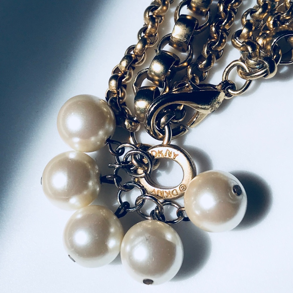 Vintage Donna Karan Gold and Pearl Bracelet
